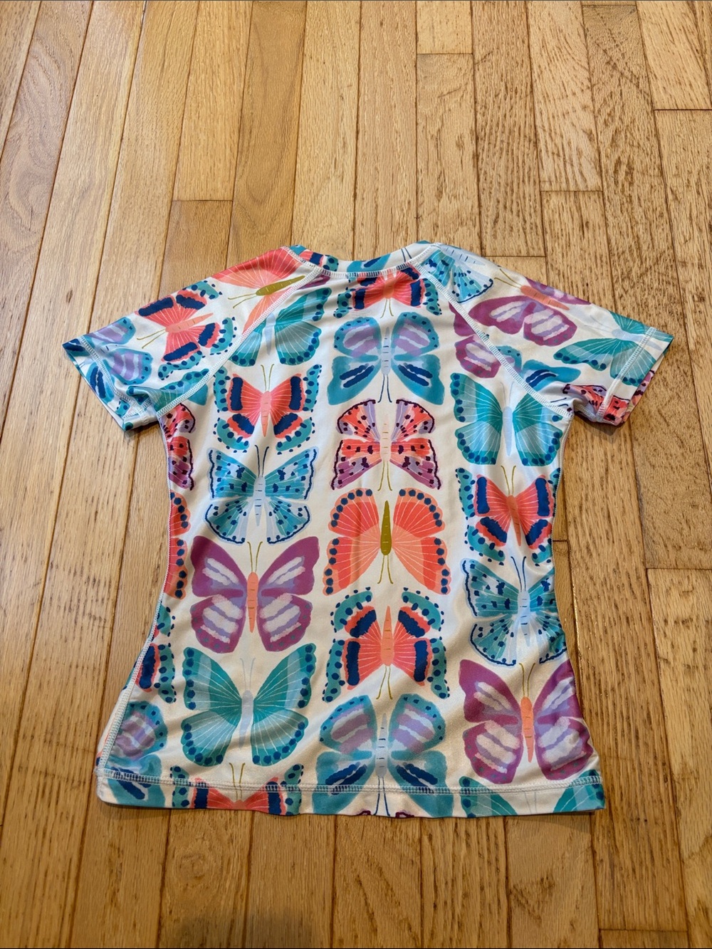 Tea Collection Kids Butterfly Print Short Sleeve Tee - Multicolor-swim shirt - Picture 3 of 3